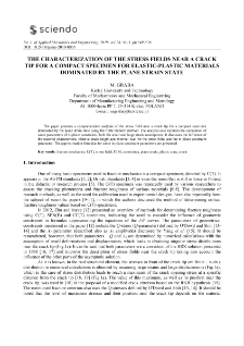 The characterization of the stress fields near a crack tip for a compact specimen for elastic-plastic materials dominated by the plane strain state