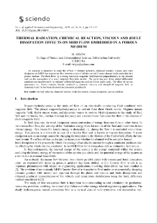 Thermal radiation, chemical reaction, viscous and joule dissipation effects on MHD flow embedded in a porous medium