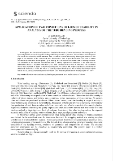 Application of two conditions of loss of stability in analysis of the tube bending process