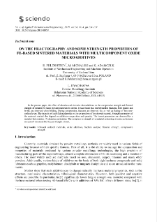 On the fractography and some strength properties of Fe-based sintered materials with multicomponent oxide microadditives
