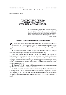 Terapeutyczna funkcja teatrzyku muzycznego w edukacji wczesnoszkolnej