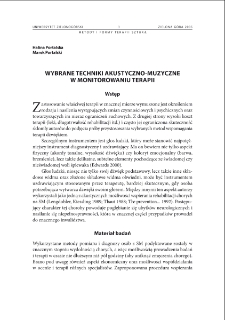 Wybrane techniki akustyczno-muzyczne w monitorowaniu terapii