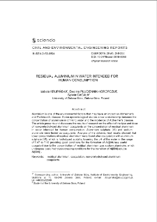 Residual aluminium in water intended for human consumption