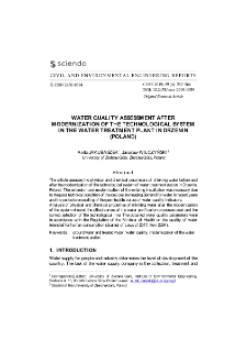 Water quality assessment after modernization of the technological system in the water treatment plant in Drzenin (Poland)