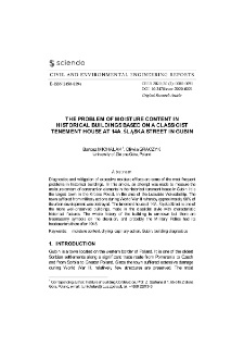 The problem of moisture content in historical buildings based on a classicist tenement house at 14a, Śląska Street in Gubin