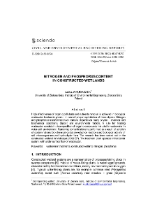 Nitrogen and phosphorus content in constructed wetlands