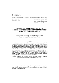 Identification of biogenic sulphate corrosion of concrete in sewage treatment plant settling tank walls