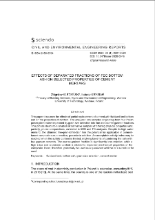 Effects of Separated Fractions of FBC Bottom Ash on Selected Properties of Cement Mortars