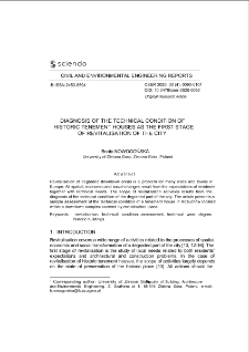 Diagnosis of the Technical Condition of Historic Tenement Houses as the First Stage of Revitalisation of the City