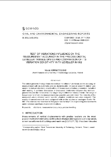 Test of Vibrations Influence on the Measurement Accuracy in the Precise Digital Leveller Trimble Dini 03 And Comparison of its Vibration Sensitivity with Leveller Ni 002