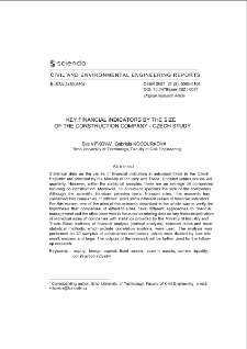 Key Financial Indicators by the Size of the Construction Company - Czech Study