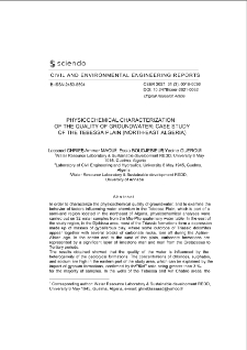 Physicochemical Characterization of the Quality of Groundwater: Case Study of the Tebessa Plain (North-East Algeria)