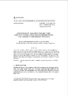 Comparison of Leak Detection Methods Used for Testing Large Area Membrane Roofs for Durability Assessment Purposes