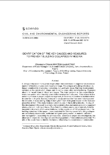 Identification of the Key Causes and Measures to Prevent Building Collapses in Nigeria