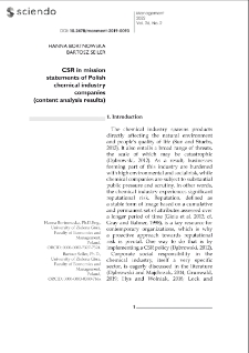 CSR in mission statements of Polish chemical industry companies (content analysis results)
