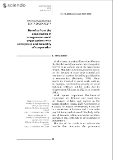 Benefits from the cooperation of non-governmental organizations with enterprises and durability of cooperation