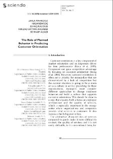 The Role of Planned Behavior in Predicting Customer Orientation