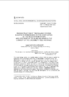 Reconstruction of the Railway Station Building in Świebodzice as the Avant-Garde of the Modern Renovation. Architecture of the Building Space in the Context of the Credibility Feeling Space