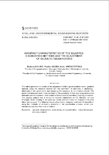 Accuracy Characteristics of the Selected Diagnostics Methods and the Adjustment of Geodetic Observations