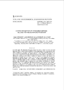 Characterization of Stabilised Sewage Sludge for Reuse in Road Pavement