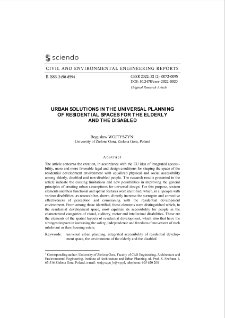 Urban Solutions in the Universal Planning of Residential Spaces for the Elderly and the Disabled