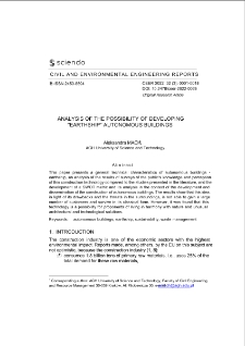 Analysis of the Possibility of Developing "Earthship" Autonomous Buildings