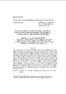 The Use of Waste Ceramic Optimal Concrete for a Cleaner and Sustainable Environment - A Case Study of Mechanical Properties