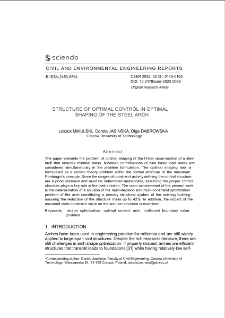 Structure of Optimal Control in Optimal Shaping of the Steel Arch