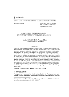 Analysis of the Applicability of Photogrammetry in Building Façade