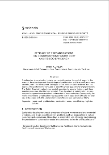 Efficacy of Prefabrications on Constructions' Waste Cost and its Eco-Efficiency