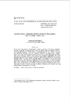 (Eco)Ethical Issues in Organizations Including Healthcare Facilities