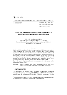 Level of Information Need for BIM Models: Australia, New Zealand and ISO 19650