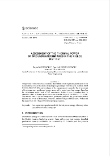 Assessment of the Thermal Power of Groundwater Intakes in The Kielce District