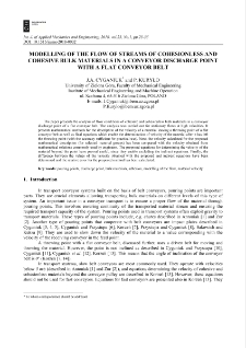 Modelling of the flow of streams of cohesionless and cohesive bulk materials in a conveyor discharge point with a flat conveyor belt