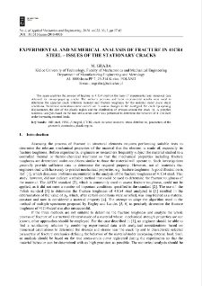 Experimental and numerical analysis of fracture in 41Cr4 steel - issues of the stationary cracks