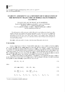 Stability assessment as a criterion of stabilization of the movement trajectory of mobile crane working elements