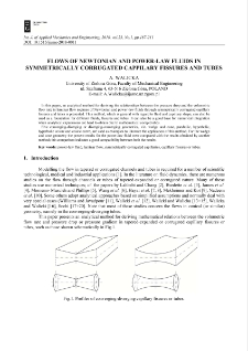 Flows of newtonian and power-law fluids in symmetrically corrugated cappilary fissures and tubes