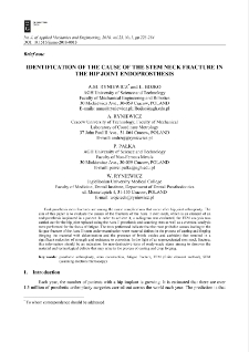 Identification of the cause of the stem neck fracture in the hip joint endoprosthesis