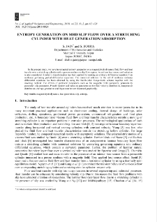 Entropy generation on MHD slip flow over a stretching cylinder with heat generation/absorption