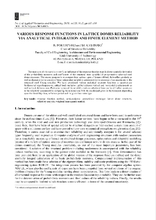 Various response functions in lattice domes reliability via analytical integration and finite element method