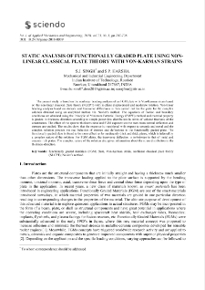 Static analysis of functionally graded plate using non-linear classical plate theory with Von-Karman strains