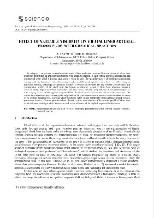 Effect of variable viscosity on MHD inclined arterial blood flow with chemical reaction