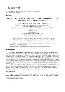 Application of the rigid finite element method to static analysis of lattice-boom cranes