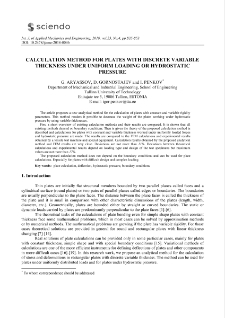Calculation method for plates with discrete variable thickness under uniform loading or hydrostatic pressure