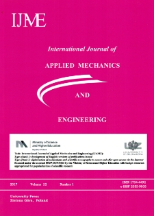 International Journal of Applied Mechanics and Engineering (IJAME), volume 22, number 1 (2017) - spis treści