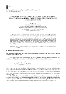 A numerical analysis of selected elastic-plastic fracture parameters for DEN(T) plates under plane strain conditions