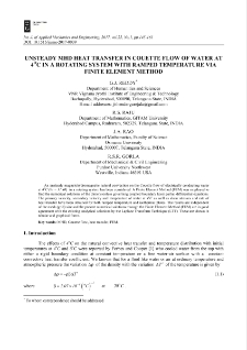Unsteady MHD heat transfer in couette flow of water at 4 [degrees] C in a rotating system with ramped temperature via finite element method