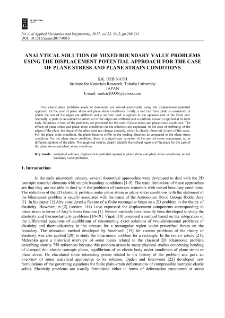 Analytical solution of mixed boundary value problems using the displacement potential approach for the case of plane stress and plane strain conditions