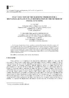 Exact solution of the harmonic problem for a rectangular plate in flat deformation by the method of initial functions