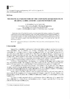 Mechanical parameters of the curvilinear squeeze film bearing lubricated by a Gecim-Winer fluid